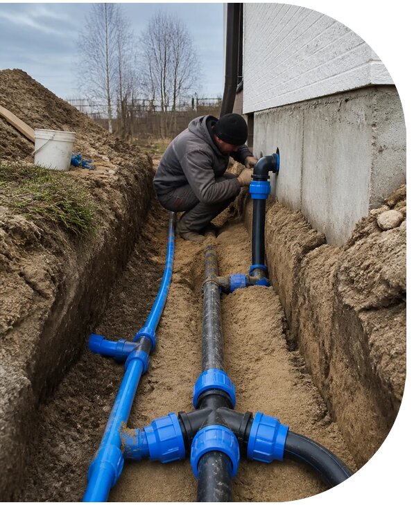 Монтаж наружного водопровода на участке под ключ в Новоуральске